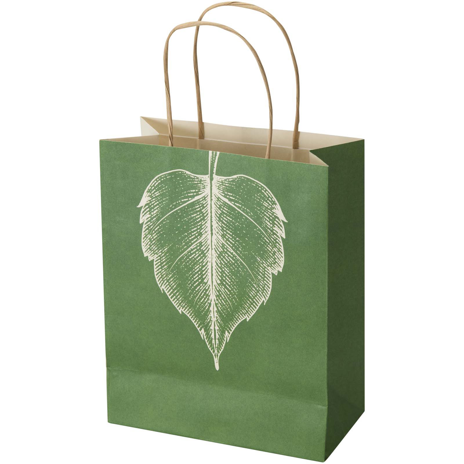 Papieren tas van landbouwafval 150 g/m² met logo, 18 x 9 x 23 cm