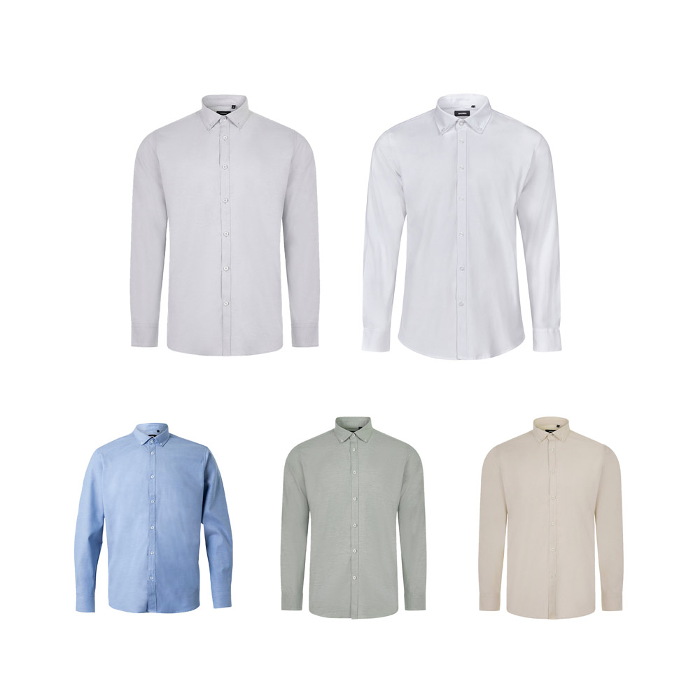 VL PRITHVI MAN. Oxford overhemd voor heren (180 g/m²) van katoen (50%), polyester (45%) en elastaan (5%)