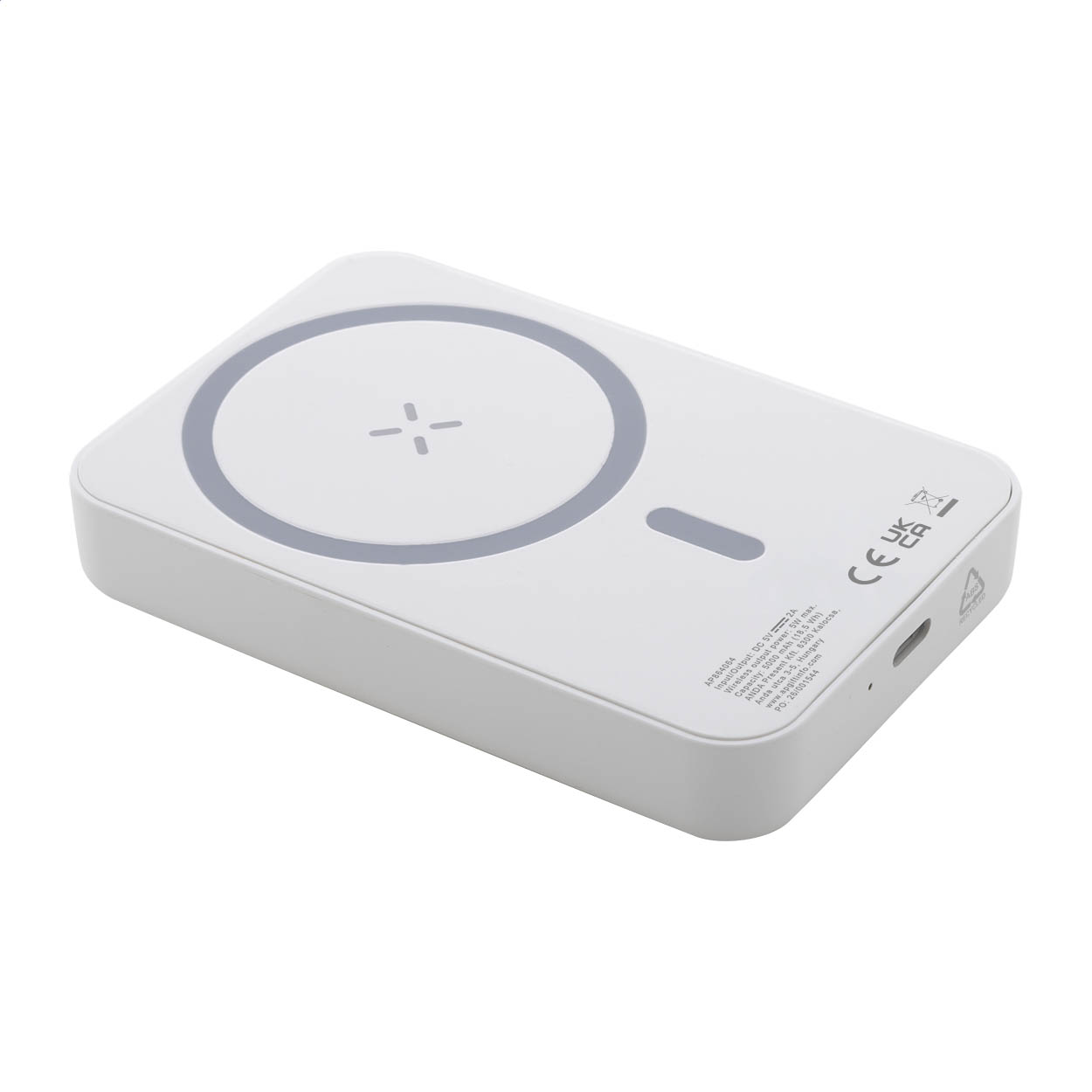 Rabobank Mag magnetische powerbank van gerecycled ABS met lader 5W bedrukken met logo