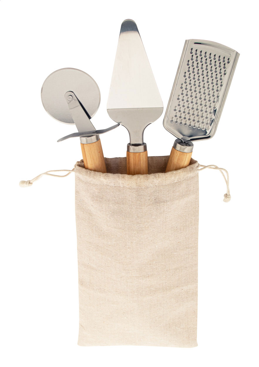 Pizza Bedieningset met Bamboe Handvat - Wellen