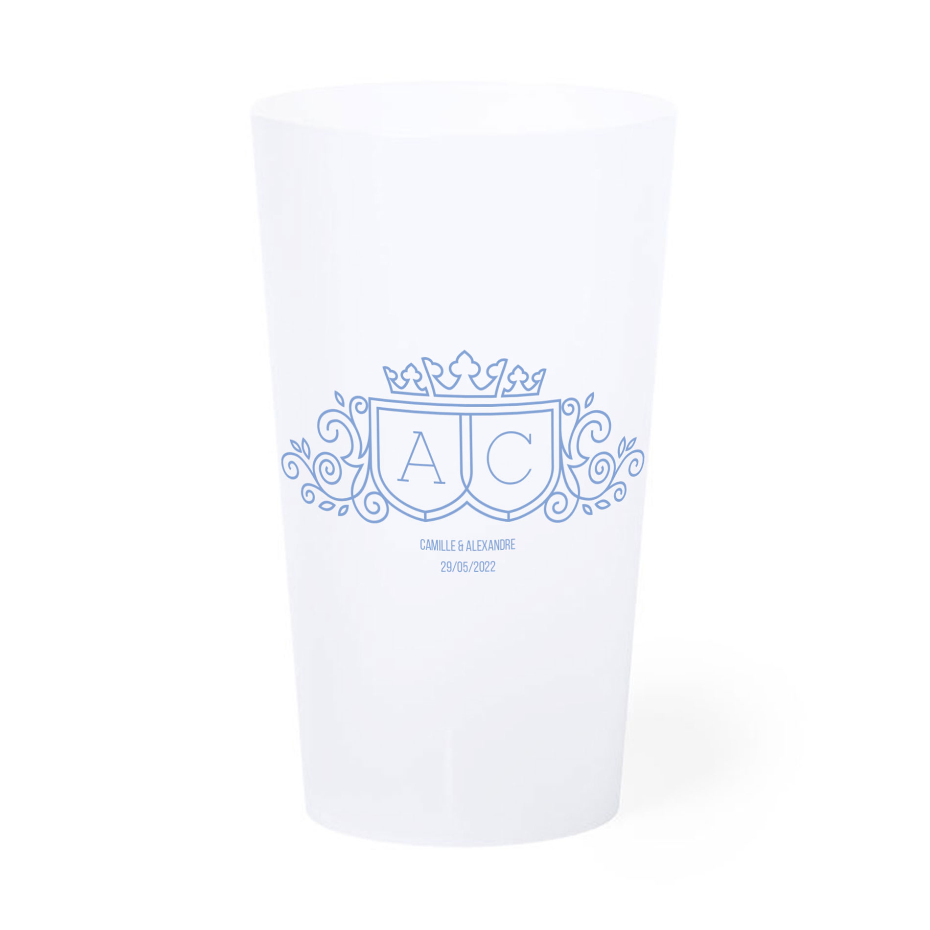Translucent 33cl personalized cup - Four-color process printing 12.6 cm (Ghost)
