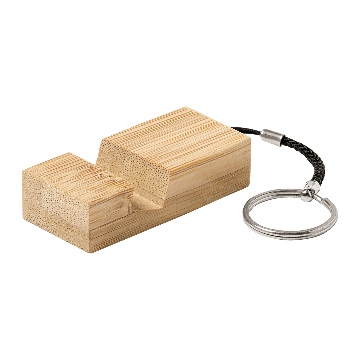 Dulloo bamboe sleutelhanger met telefoonhouder en logo bedrukken met logo