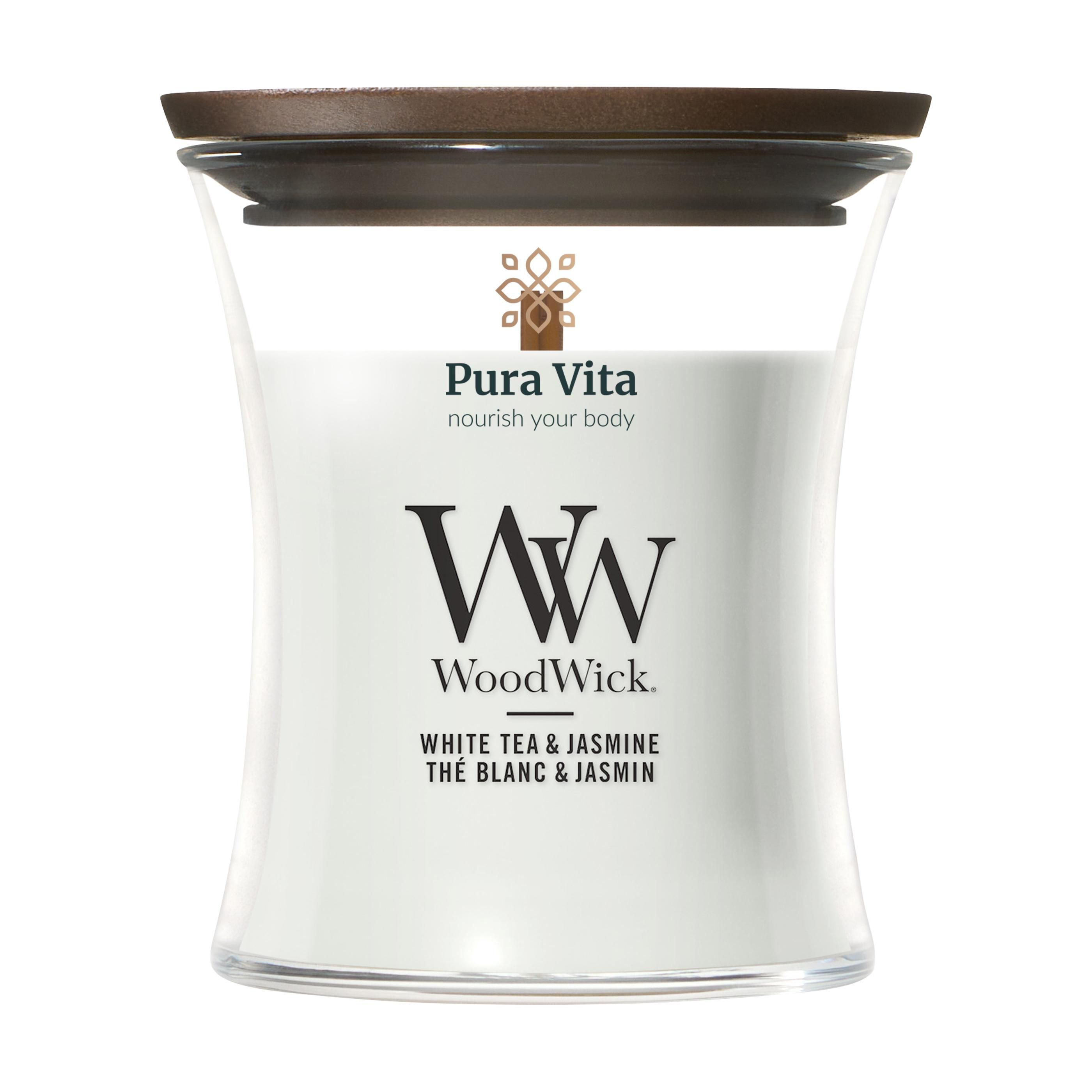 WoodWick White Tea & Jasmine Mini Kaars geurkaars bedrukken met logo