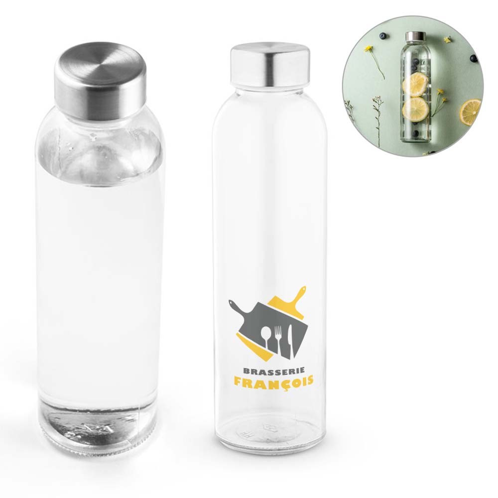 Glazen fles met roestvrijstalen dop 500 ml - Staden