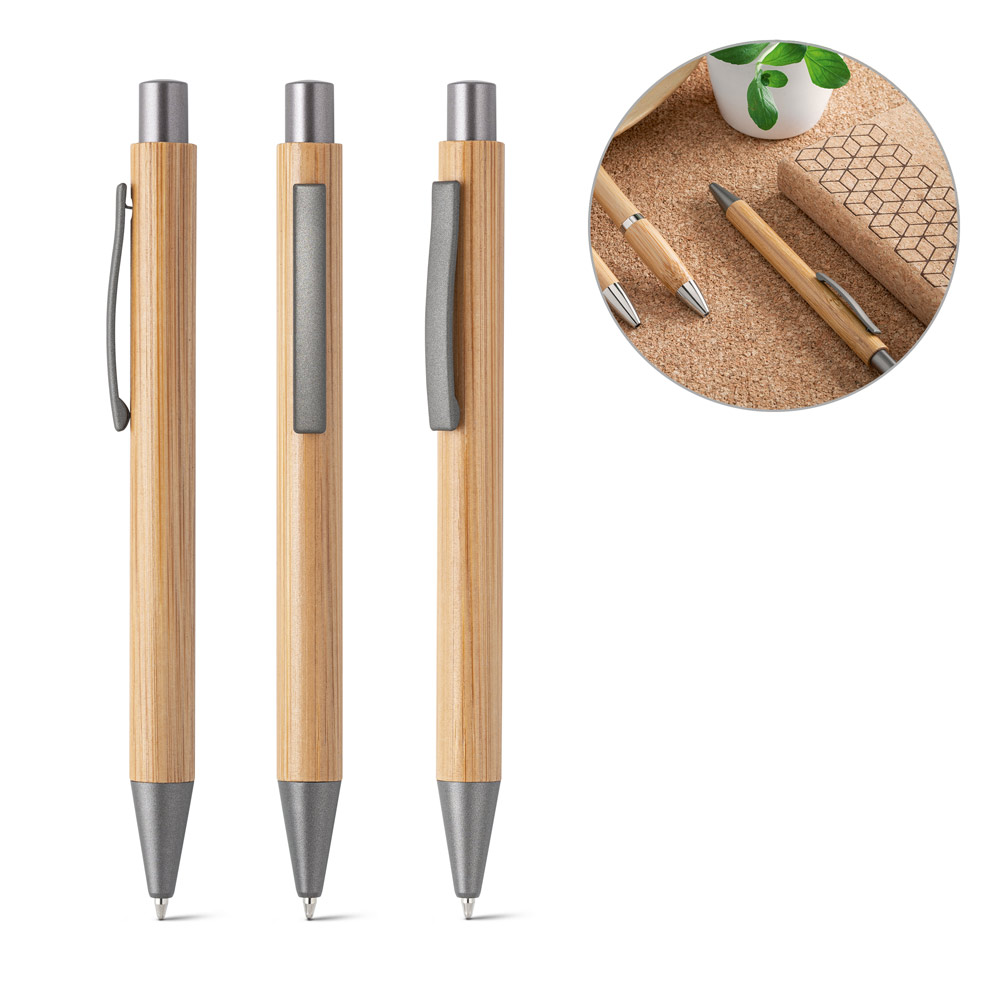 Bamboe Balpen met Metalen Clip - Stekene