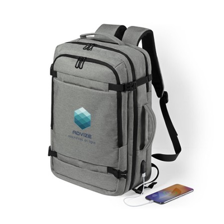 Denim Backpack met USB-aansluiting - Denderleeuw