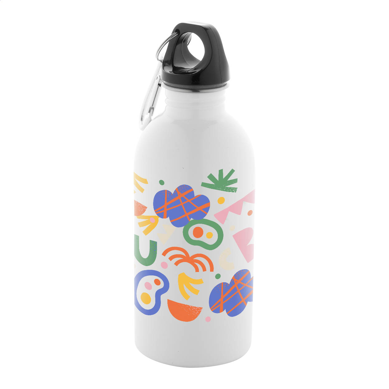 Pressuto drinkfles 400 ml van gerecycled rvs met karabijnhaak, sublimatiedruk met logo