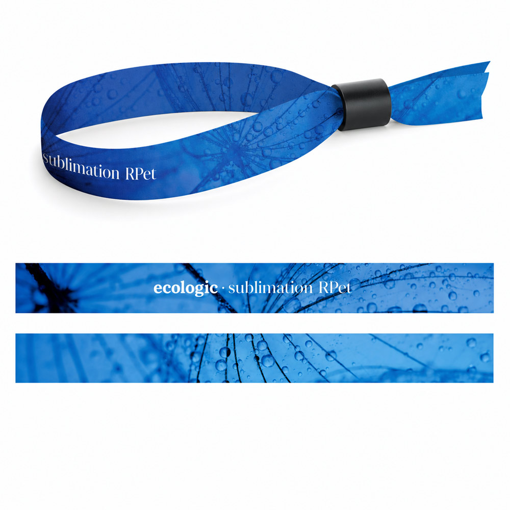 Gedrukt voorbeeld van Lanyard SUBLIMATION Slim II (15 mm) polsbandje gemaakt van gerecycled polyester (100% rPET) bedrukken met logo