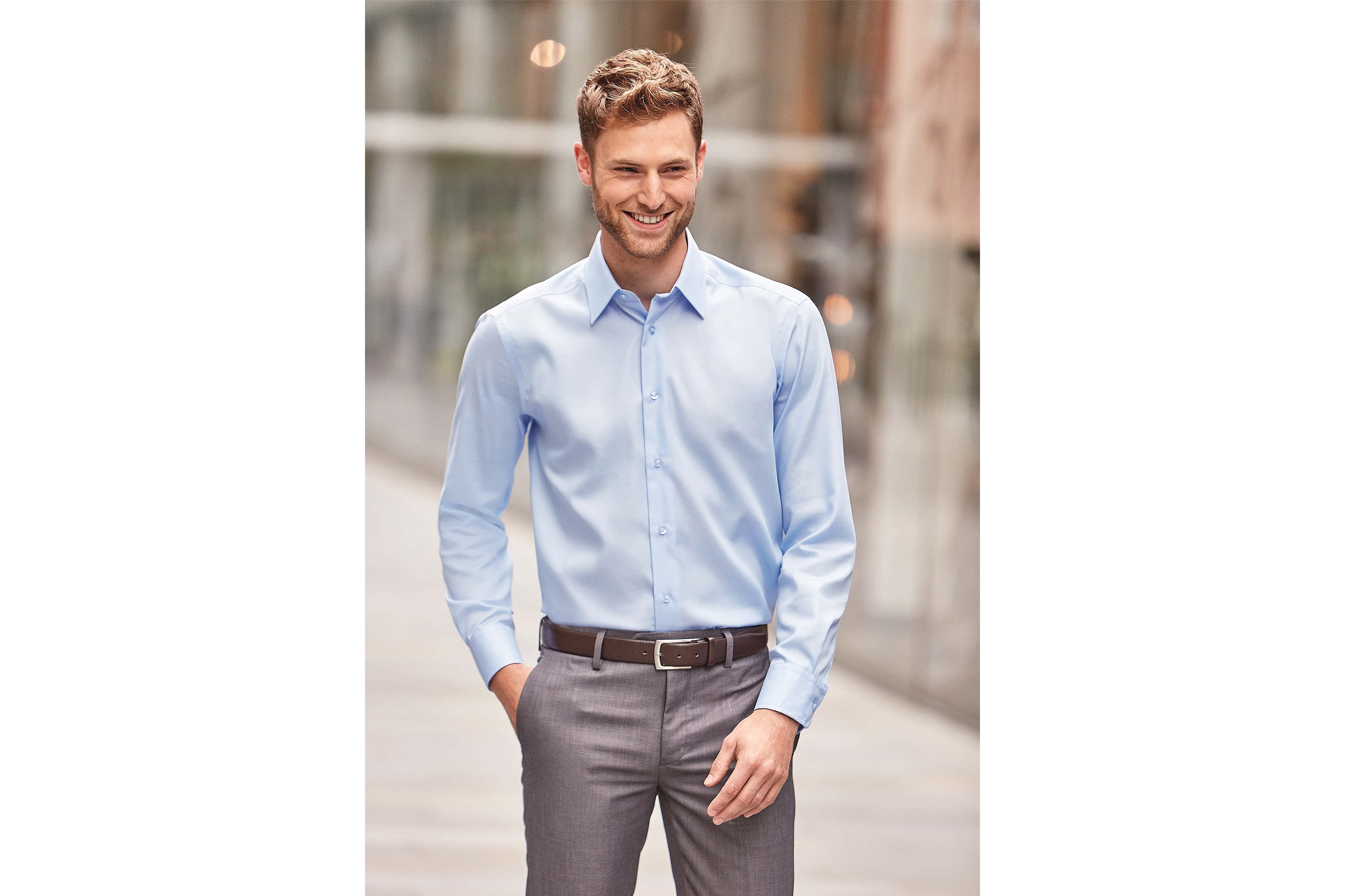 Moderne niet-strijk lange mouw overhemd - Idegem