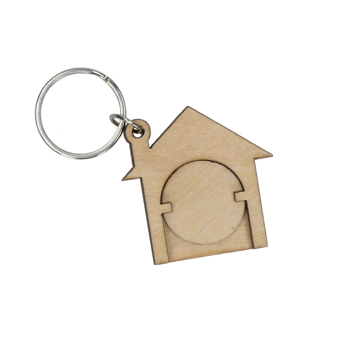 Houten Huis Sleutelhanger - Merelbeke