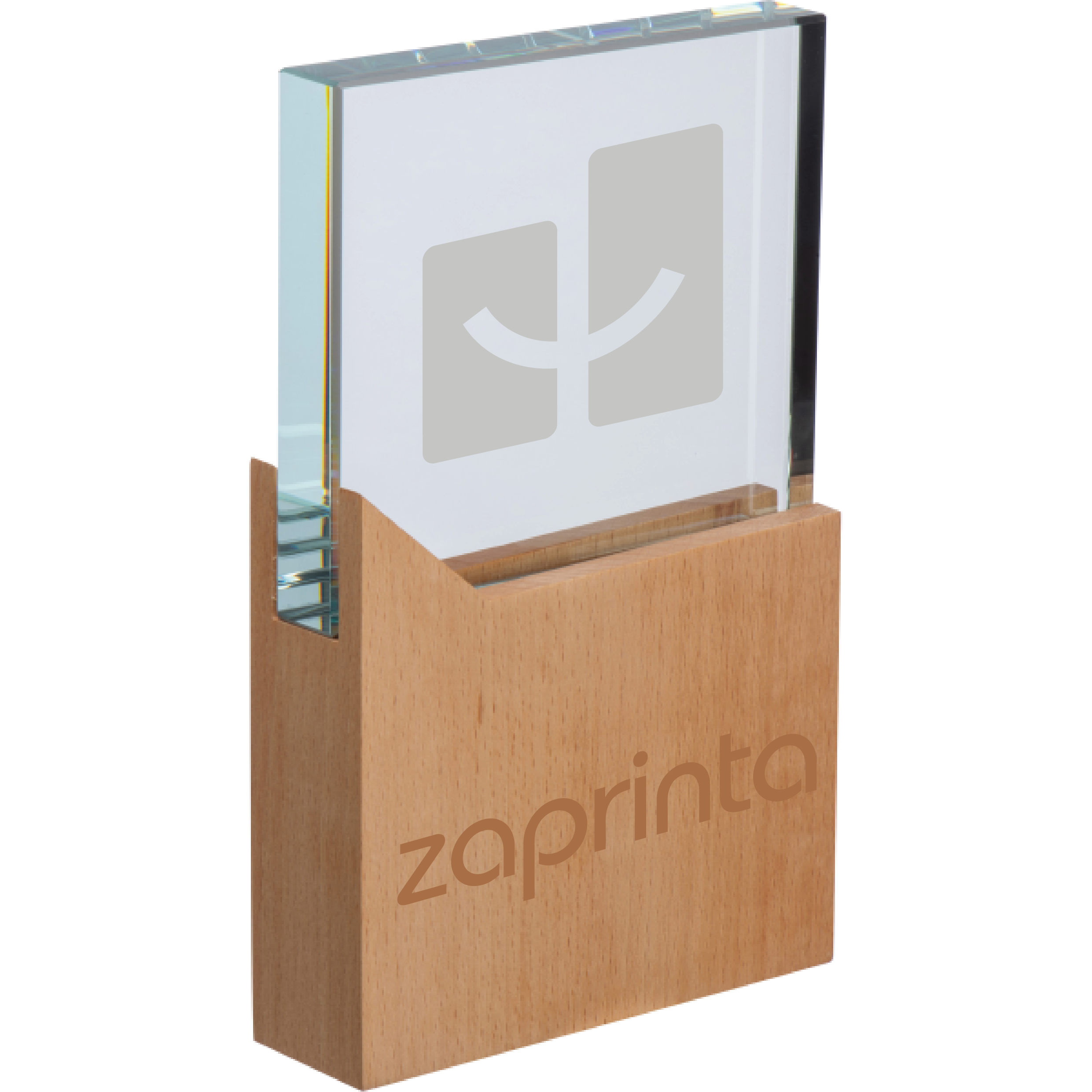 Kristallen Eerbetoon op Houten Voetstuk - Rijkel