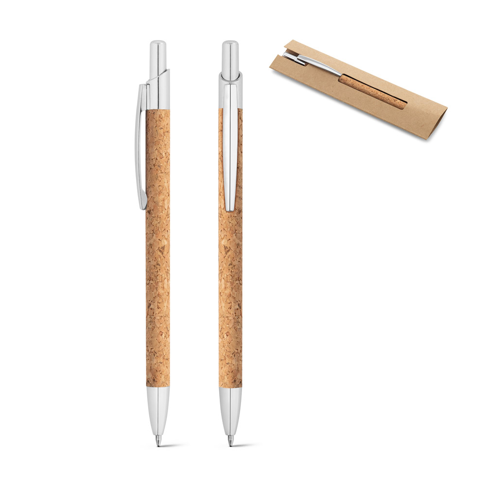 Natuurkurk Pen met Metaalclip - Linter