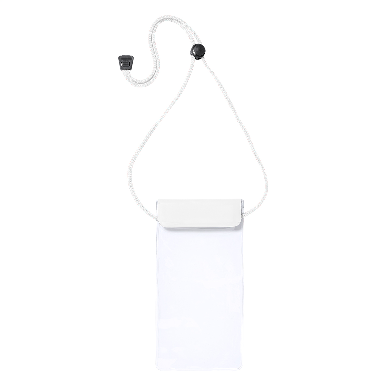 Splash waterdicht PVC telefoonhoesje tot 6,5" met nekkoord en logo bedrukken met logo