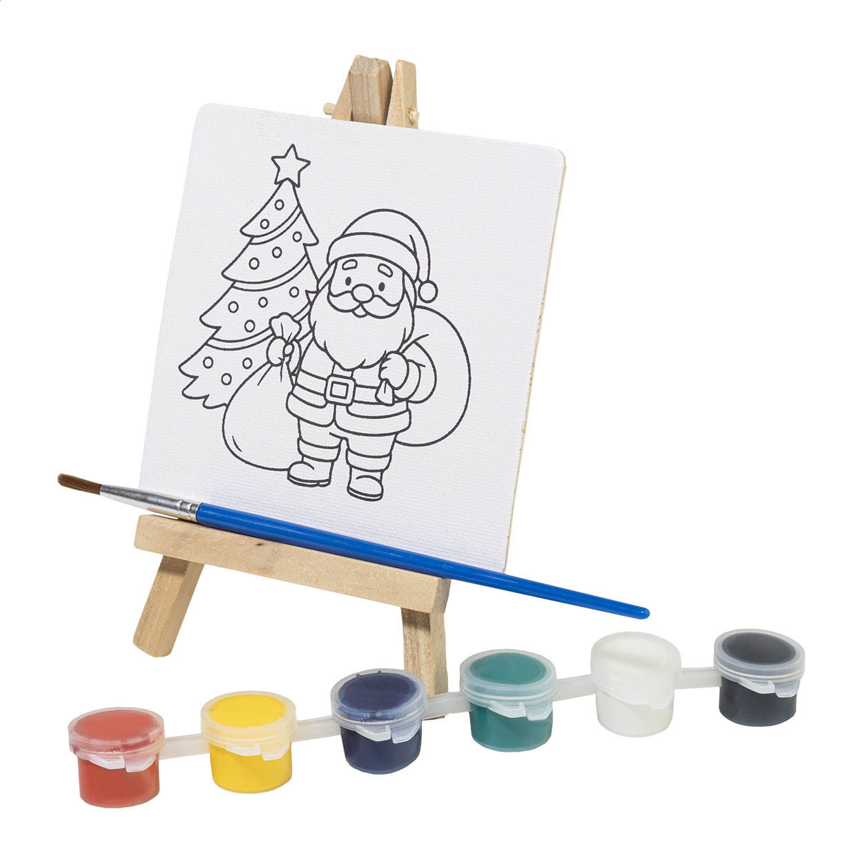 Malajul mini kerstschilderset met canvas, houten ezel en logo bedrukken met logo