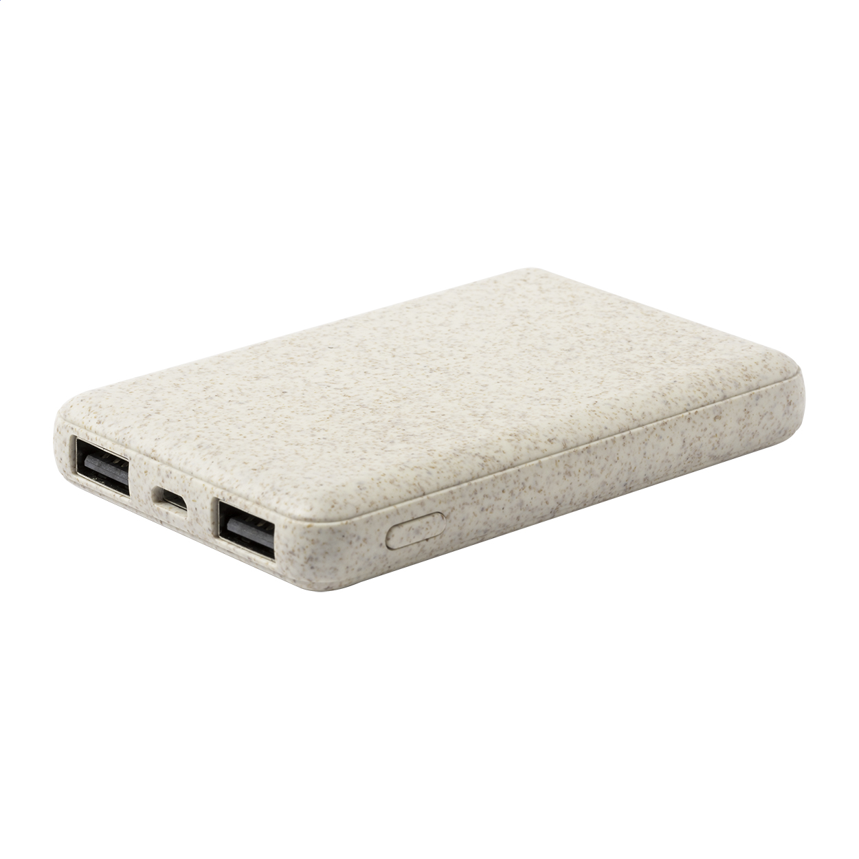 Durum powerbank van ecologisch tarwestro met 5000 mAh en uw logo