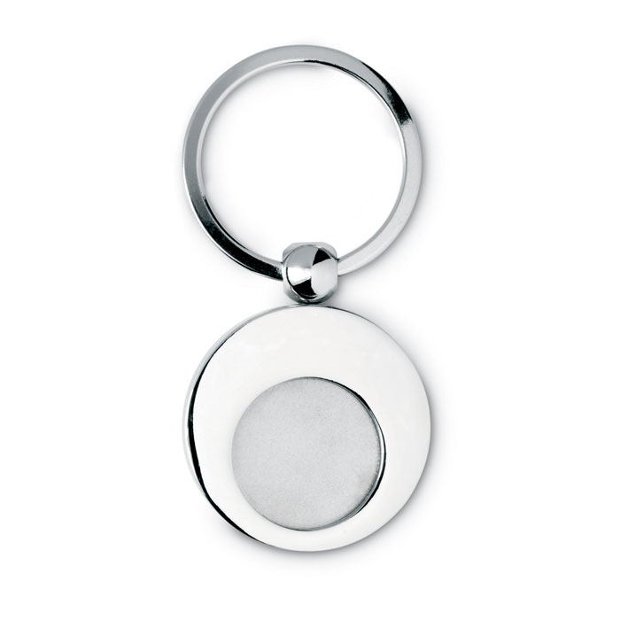 Rond metalen sleutelhanger met winkelwagenmuntje - Lokeren