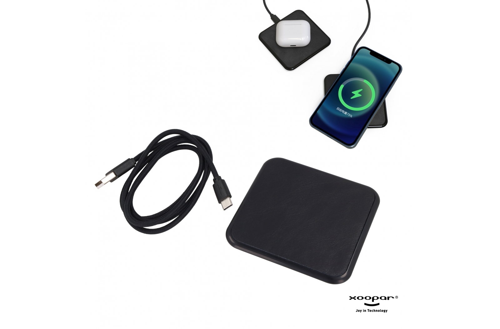 Snelle Draadloze Lader - Gerecycled Leer 15W - Lier