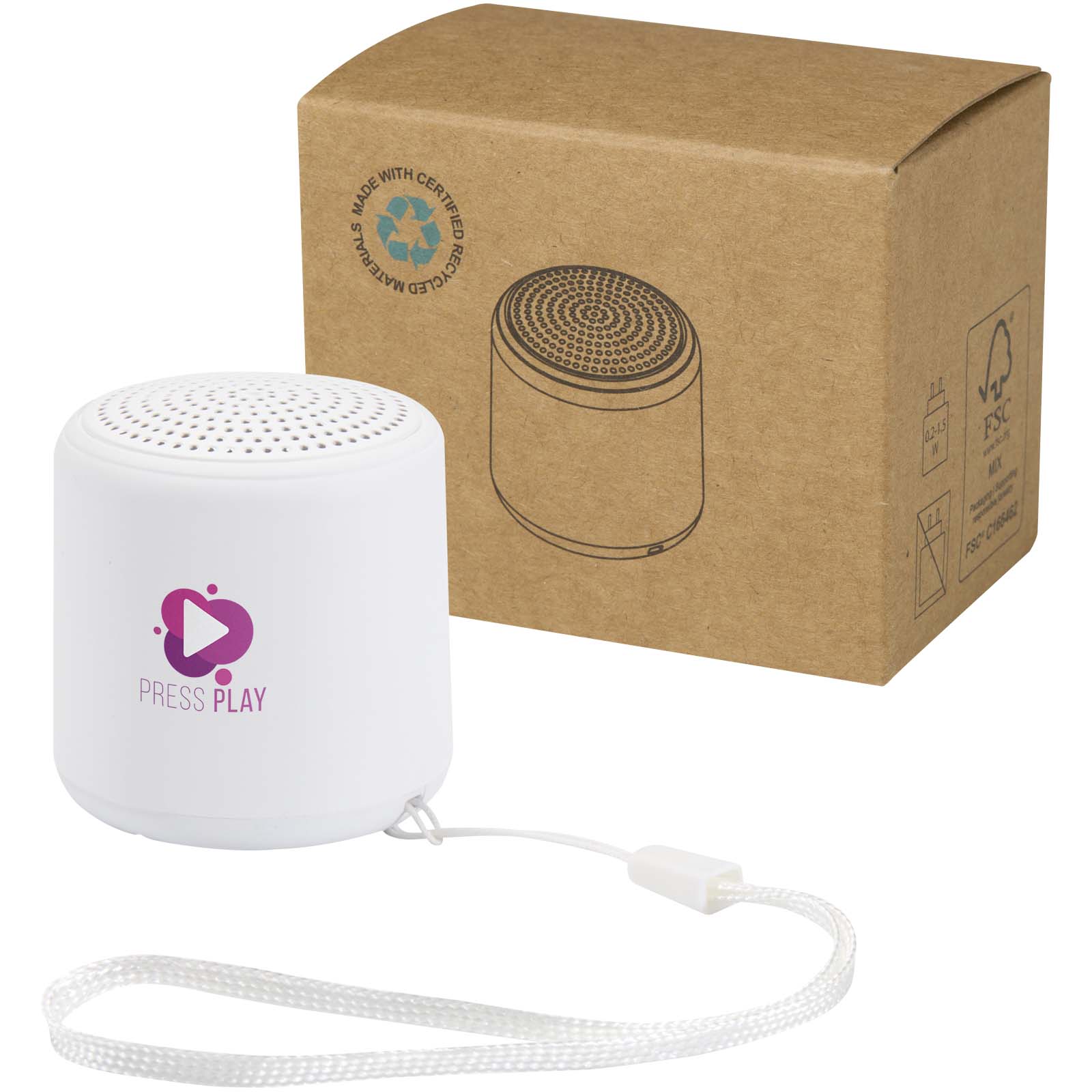 Velkis 3 W Bluetooth® speaker van gerecycled plastic met logo bedrukken met logo
