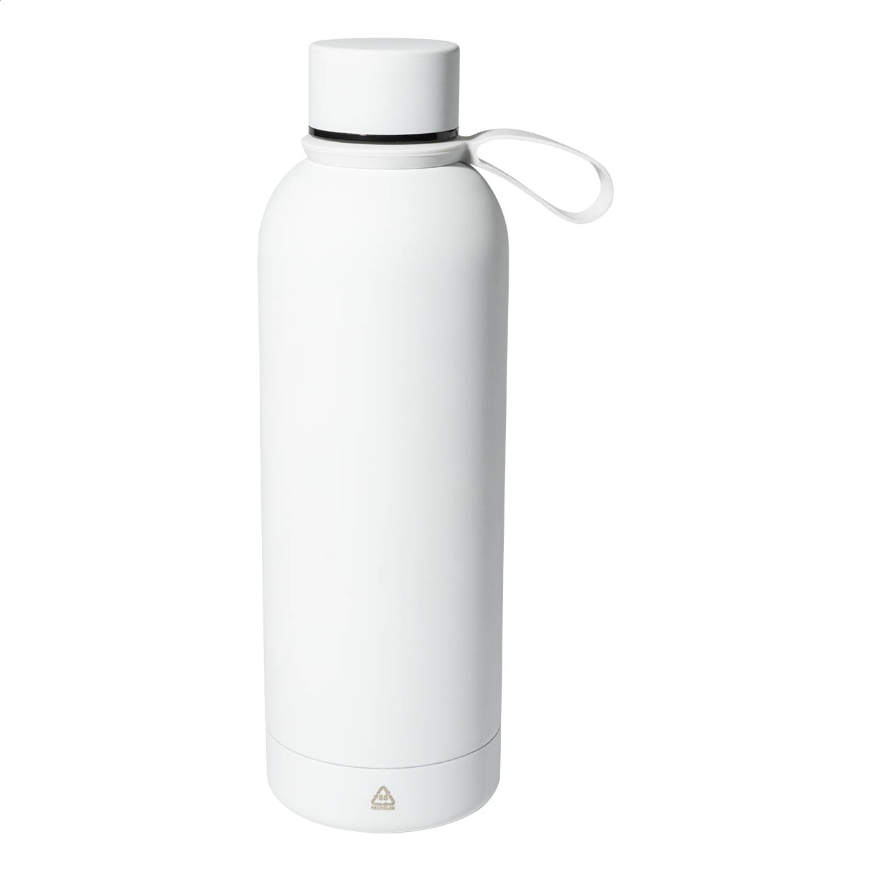 Khumbu thermosfles van gerecycled rvs met rubberen finish en lus, 500 ml