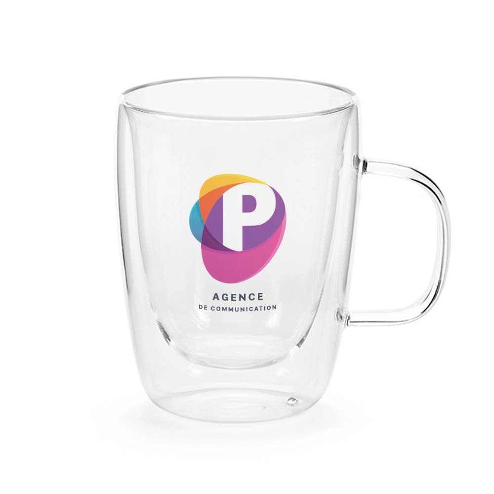 Mug Elbe 350 en verre borosilicate 300 ml bedrukken met logo