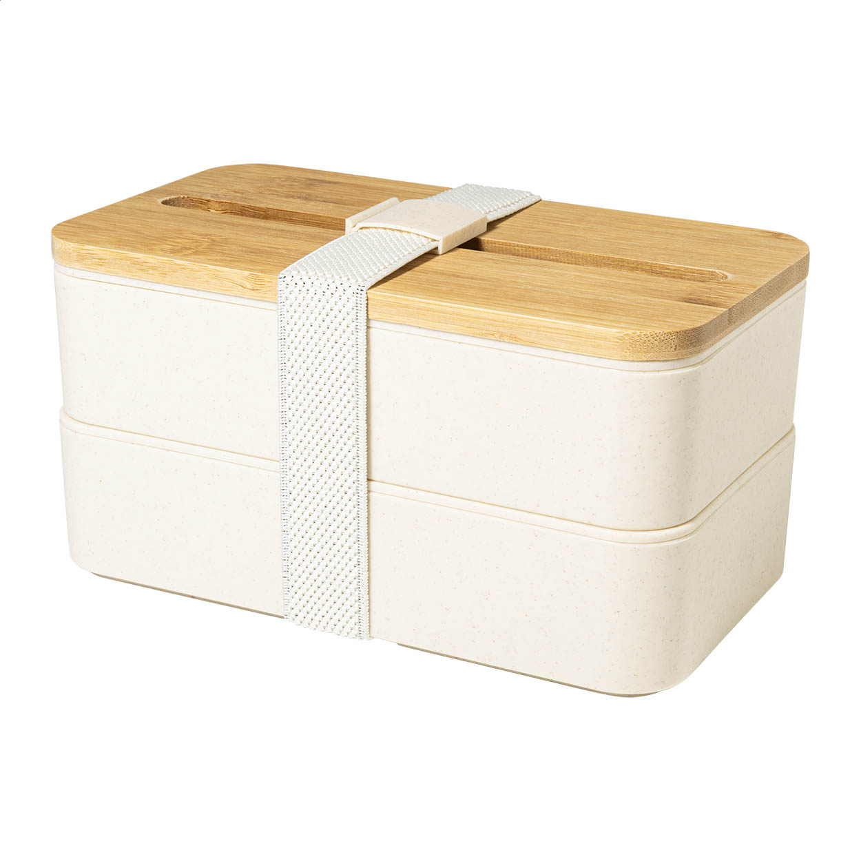 Laksa lunchbox van PP met bestek en bamboe deksel, met uw logo