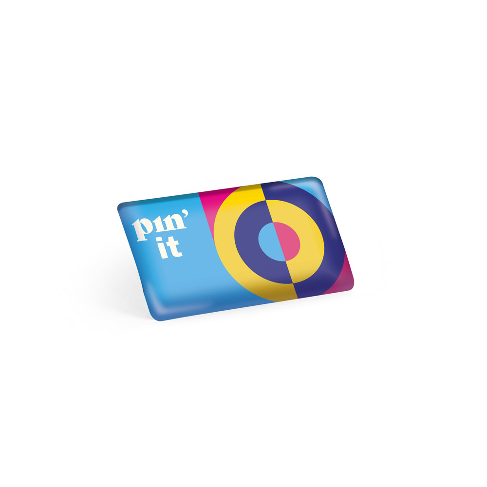 Doming 8 rechthoekige flexibele badge met uw logo, 25 × 15 mm