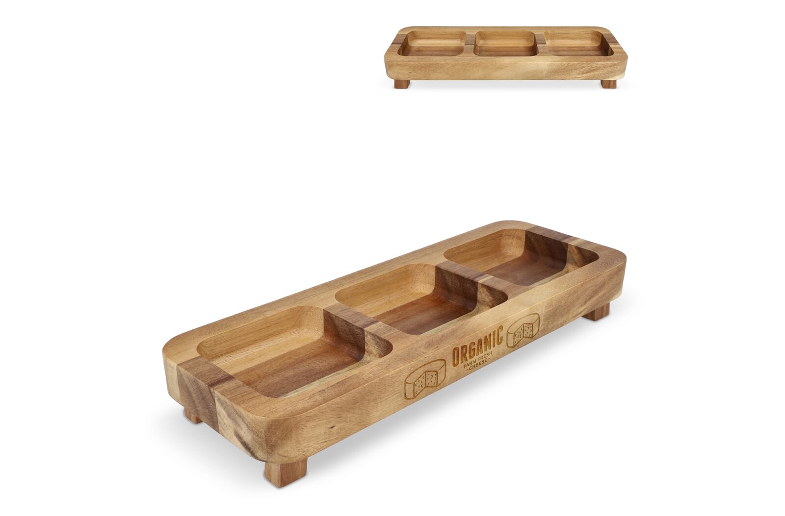 Houten Snacktafel Met Ingebouwde Schalen, 35cm - Denderleeuw