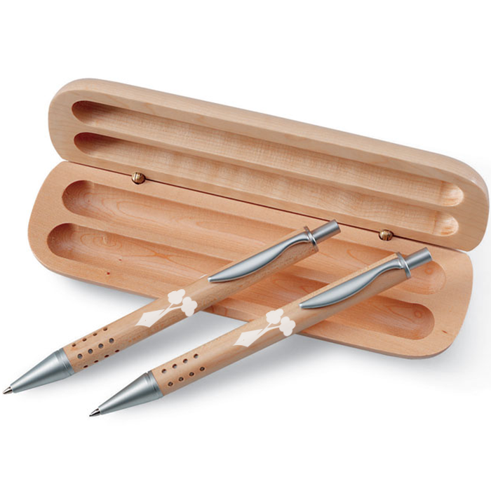 Balpen en Vulpotlood Cadeauset in Houten Kist - Vladslo