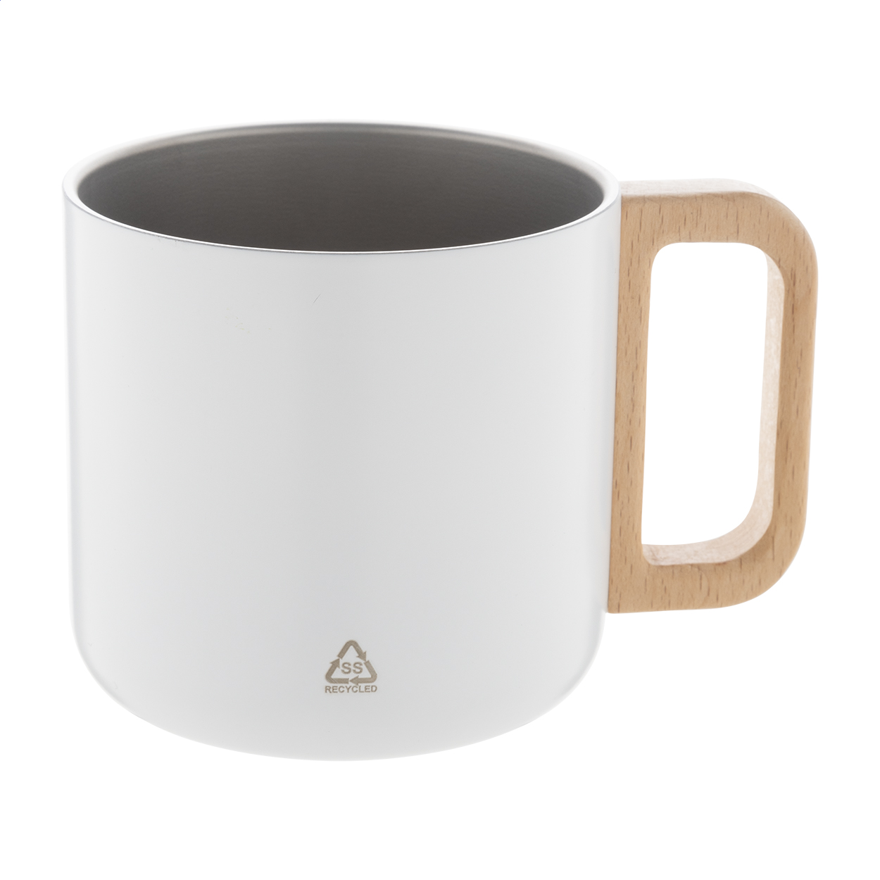 Rewoo thermosmok van gerecycled rvs met houten handvat, 350 ml, met logo