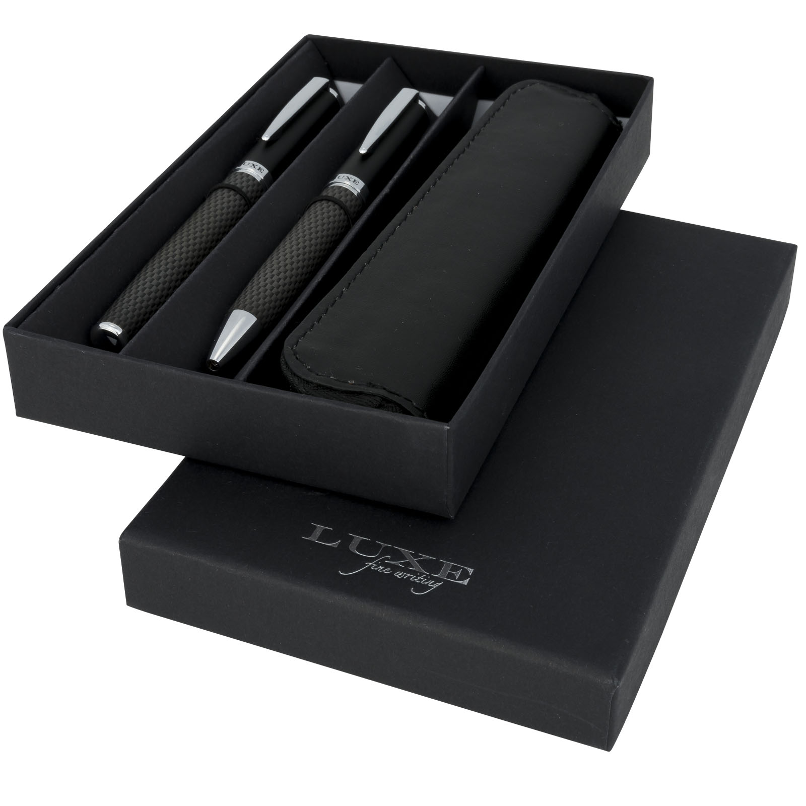 Carbonvezel Pen Set met Etui - Heers