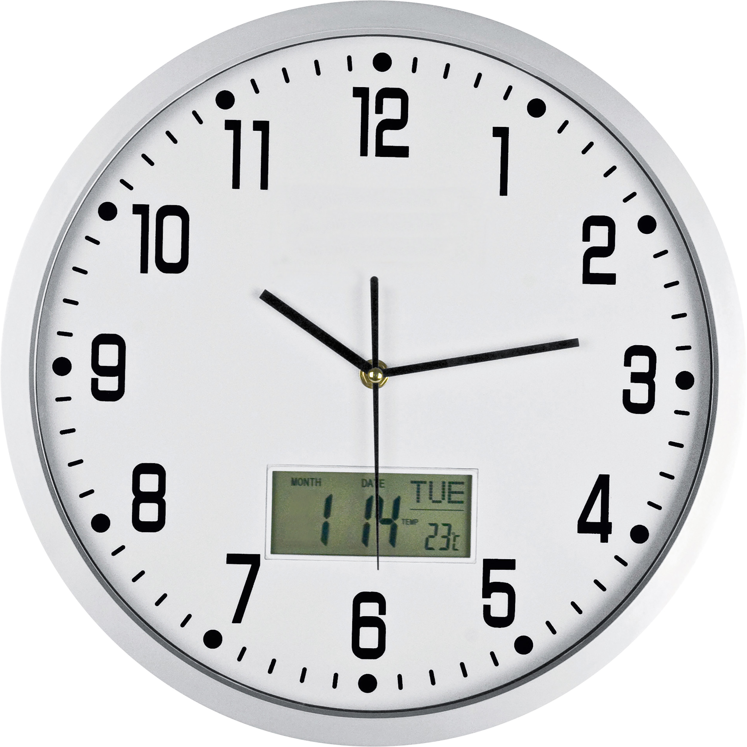 Analoge wandklok met datum, dag en temperatuurweergave (35 cm) - Affligem