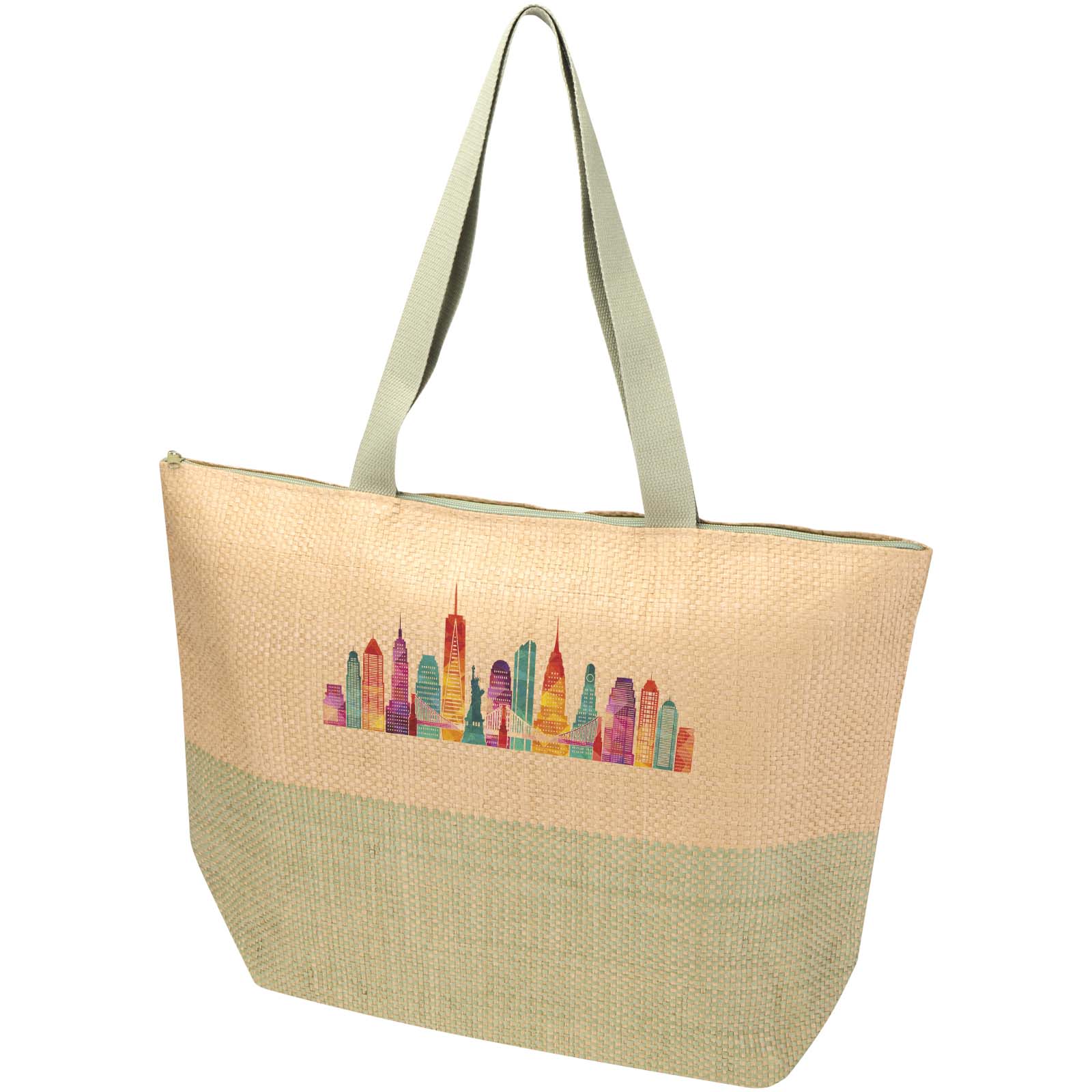 Rhythm grote shopper met rits 21 L van gevlochten stropapier, logo