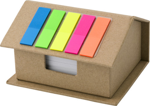 Kartonnen memohouder met Kleverige Notities en Notitieblok - Ravels
