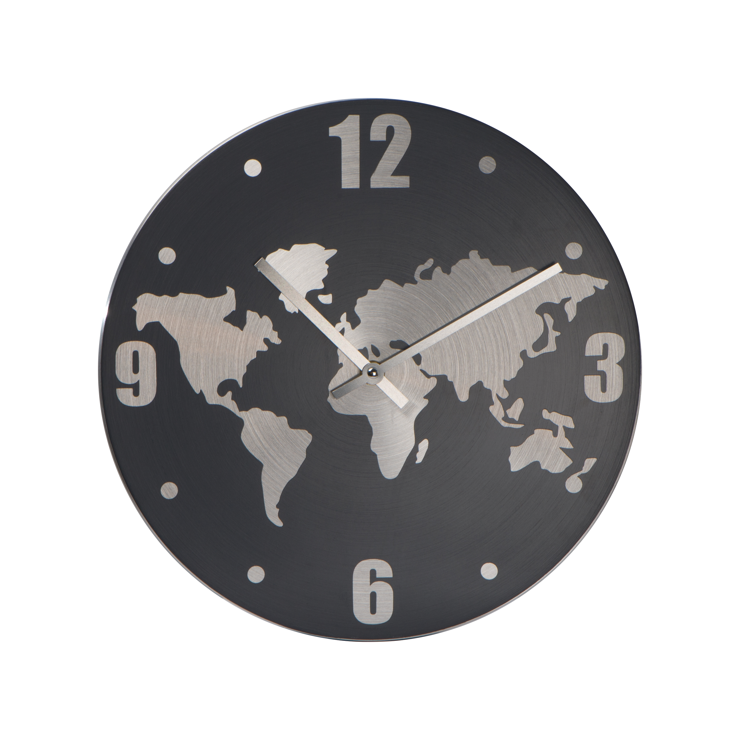 Wereldkaart Aluminium Wandklok (30 cm) - Alken