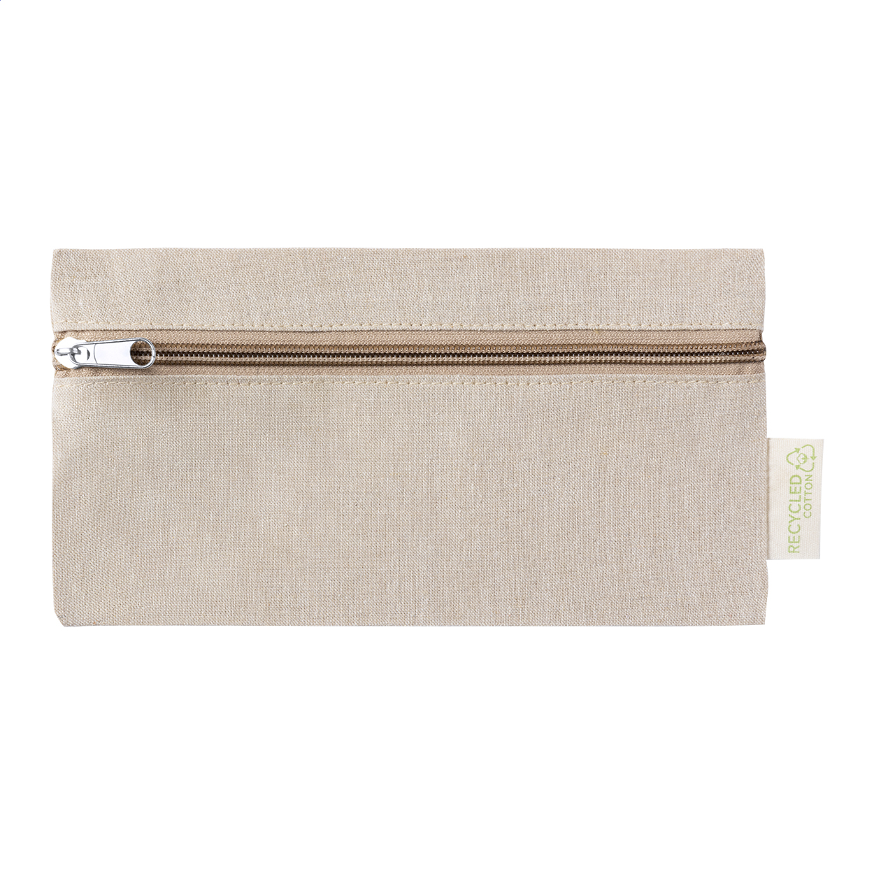 Pambuk etui van 100% gerecycled katoen met rits, bedrukt met logo