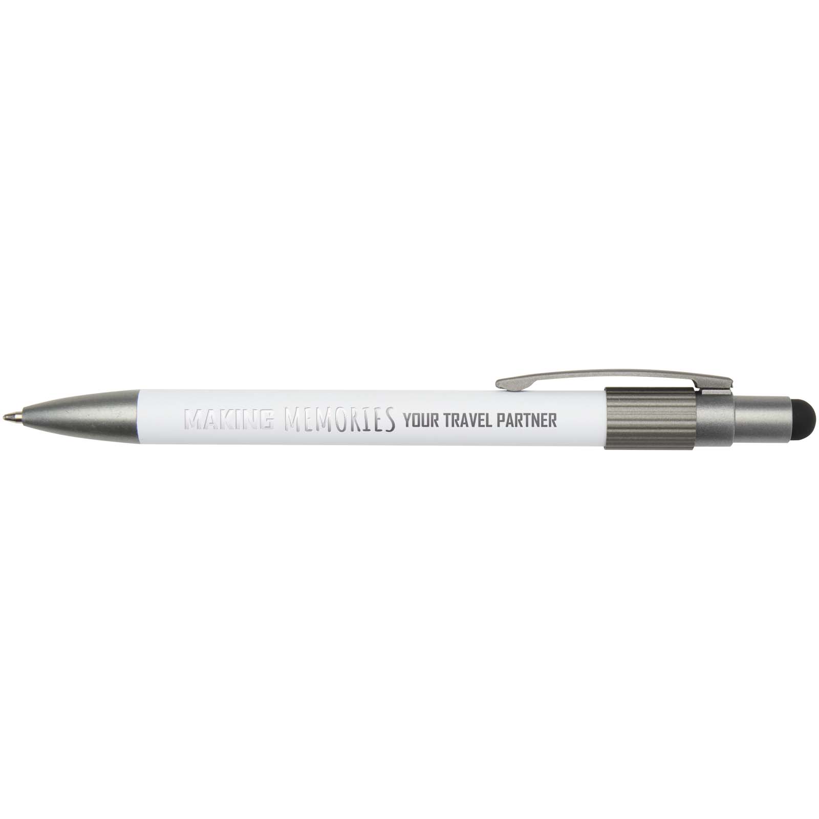 Rill RCS gerecycleerde balpen met stylus en fidget spinner (blauwe inkt) bedrukken met logo