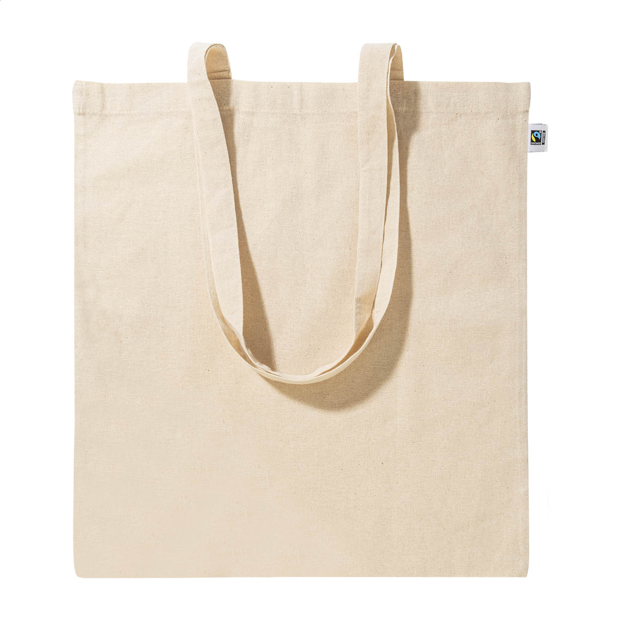 Fershop Fairtrade katoenen boodschappentas 140 g/m² met lange hengsels en logo