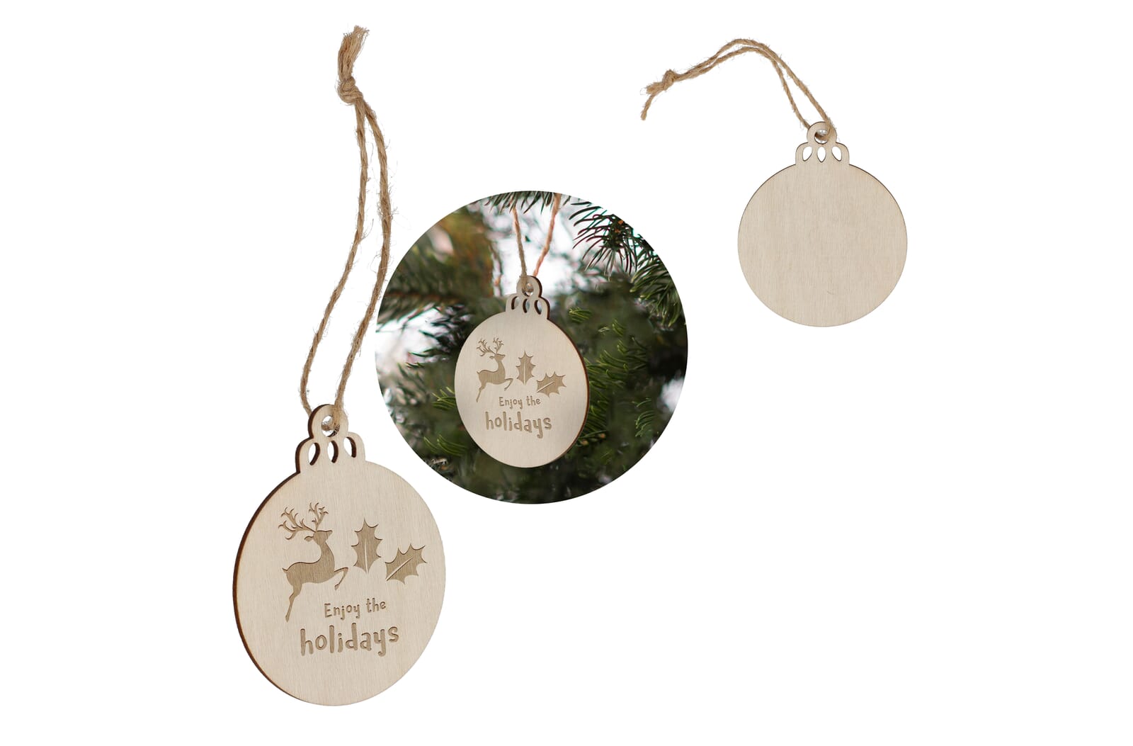 Houten Kerstbal Ornament - Bredene bedrukken met logo