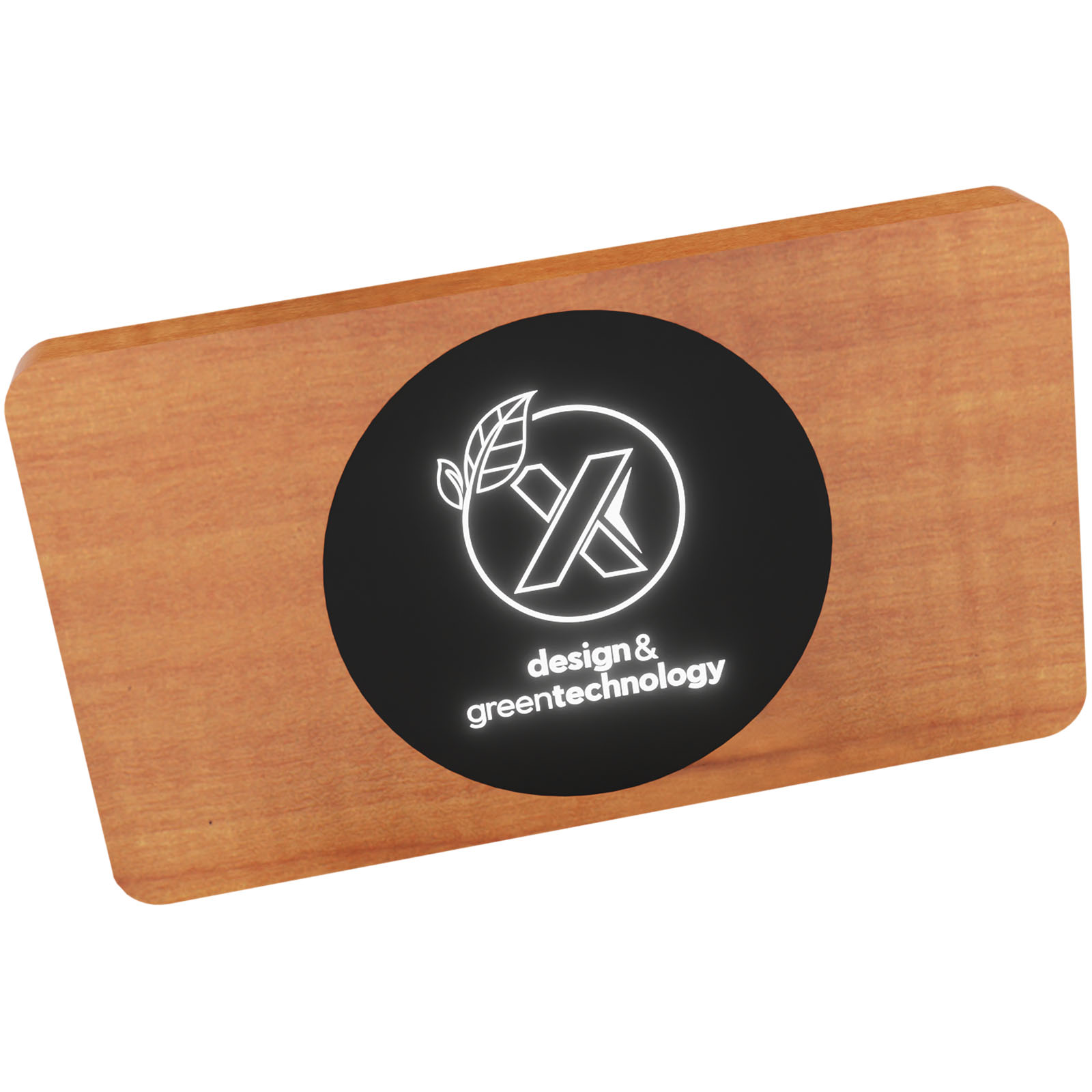 Houten Powerbank met Lichtgevende Logo - Zulte