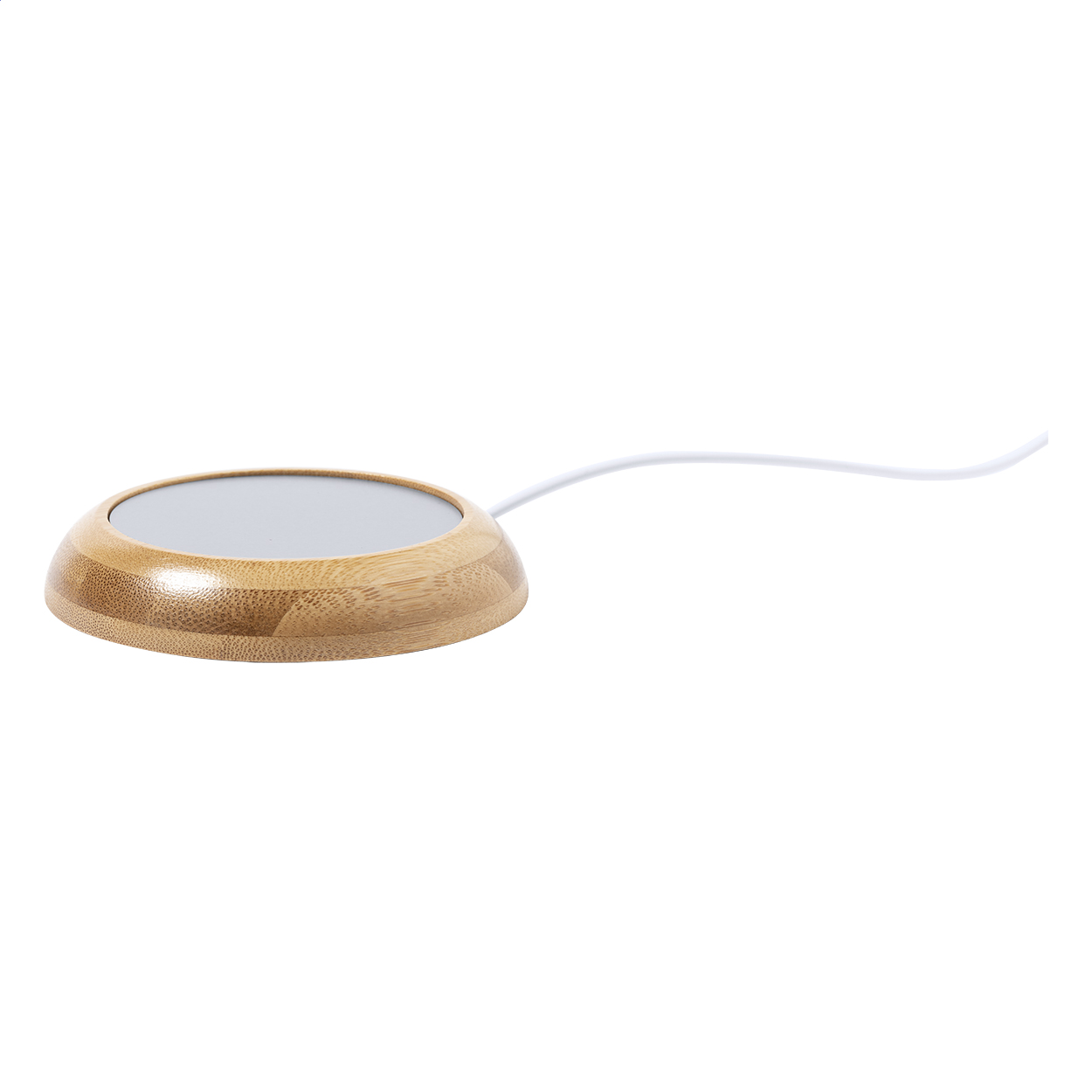 Keemun USB-bekerwarmer met bamboe behuizing en USB-kabel, met logo