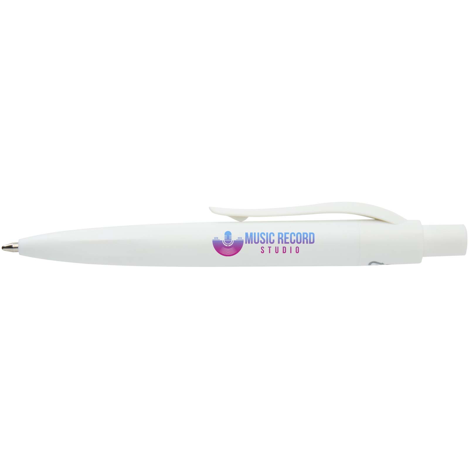 Ramin mini balpen van RCS gerecycled kunststof, blauwschrijvend, logo bedrukken met logo