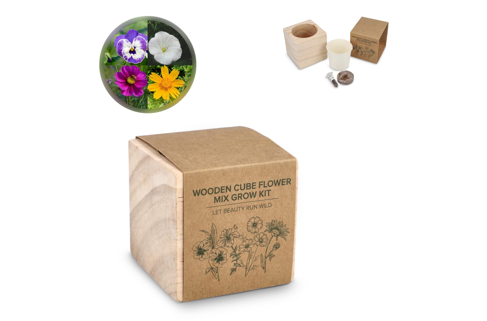 FSC Houten Plantenbak Set - Bloemenmix