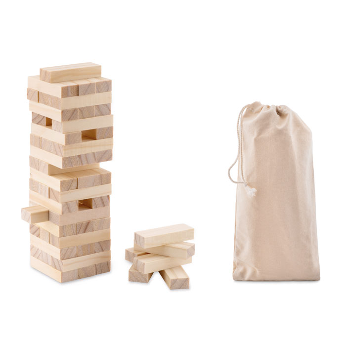 Houten Toren Spel in Katoenen Zak - Herselt