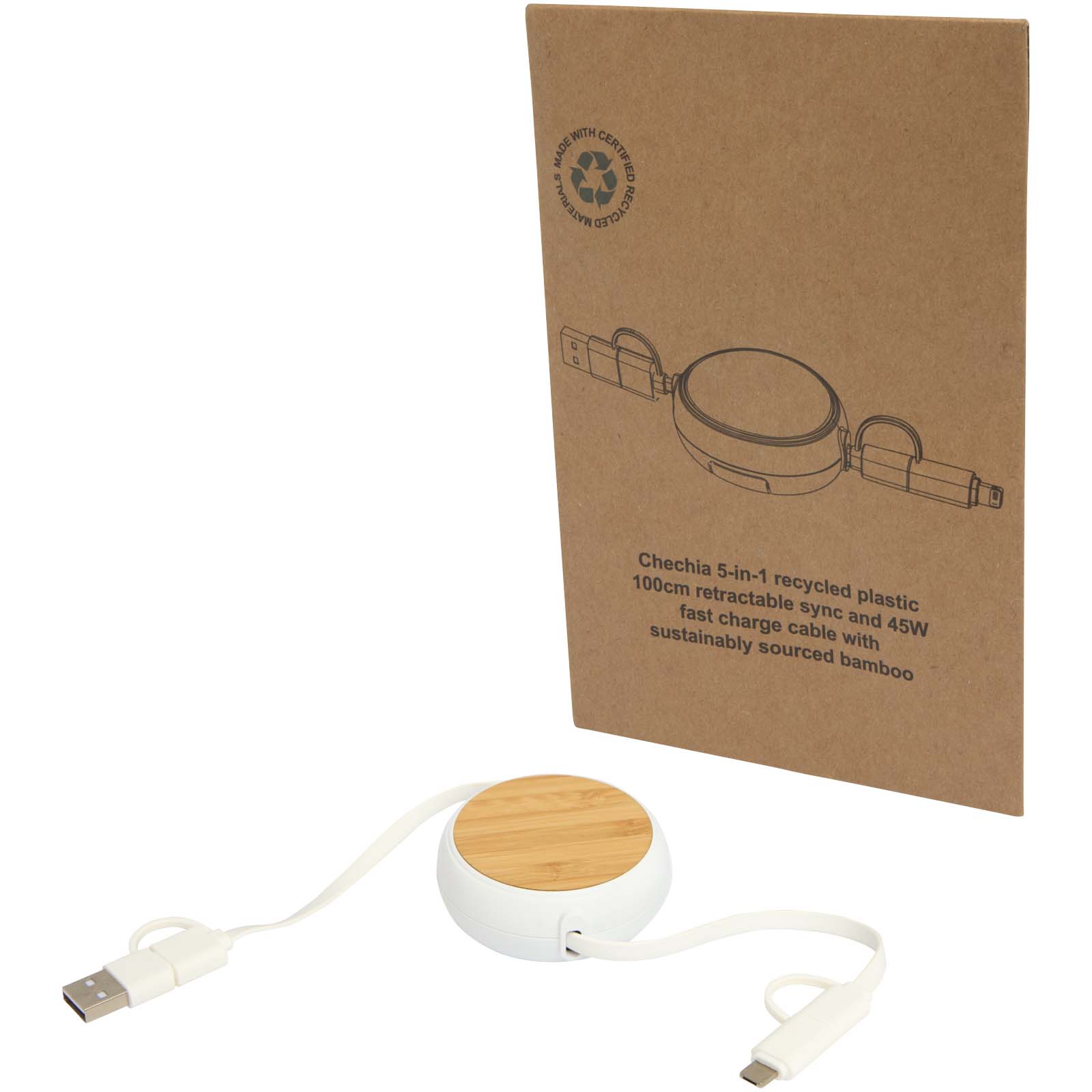 5-in-1 Oplaad- en Datenkabel van Gerecycled Plastic - Lubbeek