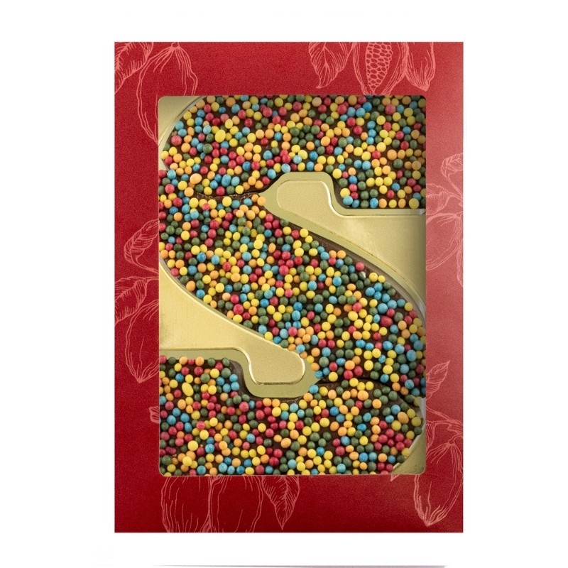 Feestelijke Melkchocoladeletter S met Discodip - Izegem