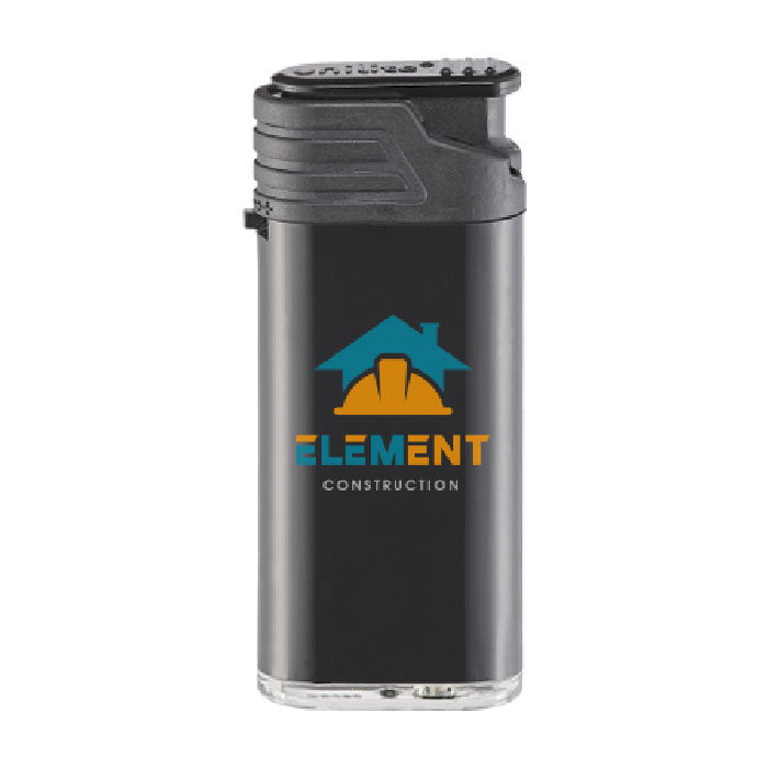 Brede elektronische Jetflame-aansteker met zwarte dop navulbaar - Lede