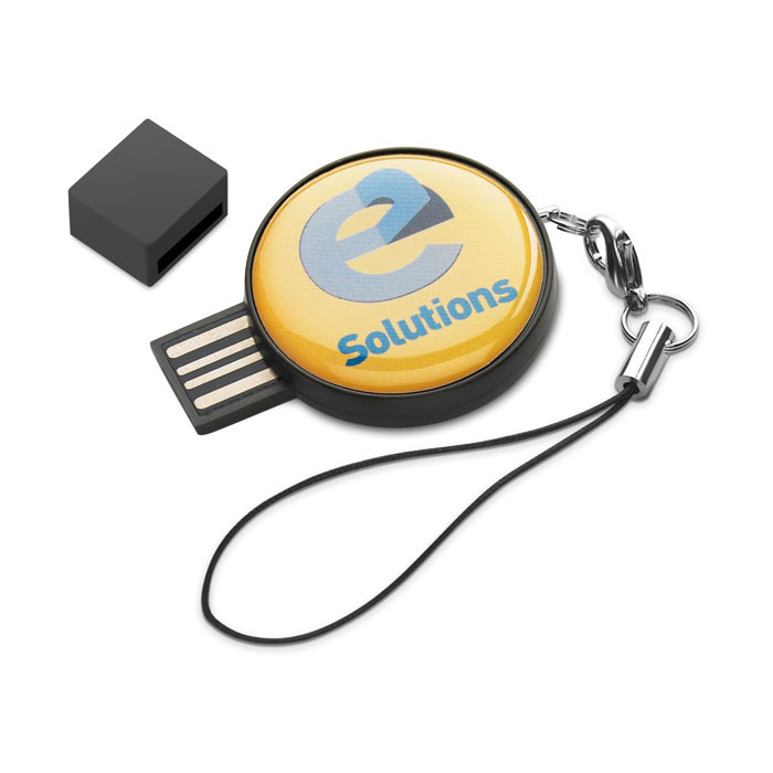 Ronde USB-stick met zwart ABS-behuizing - Grobbendonk