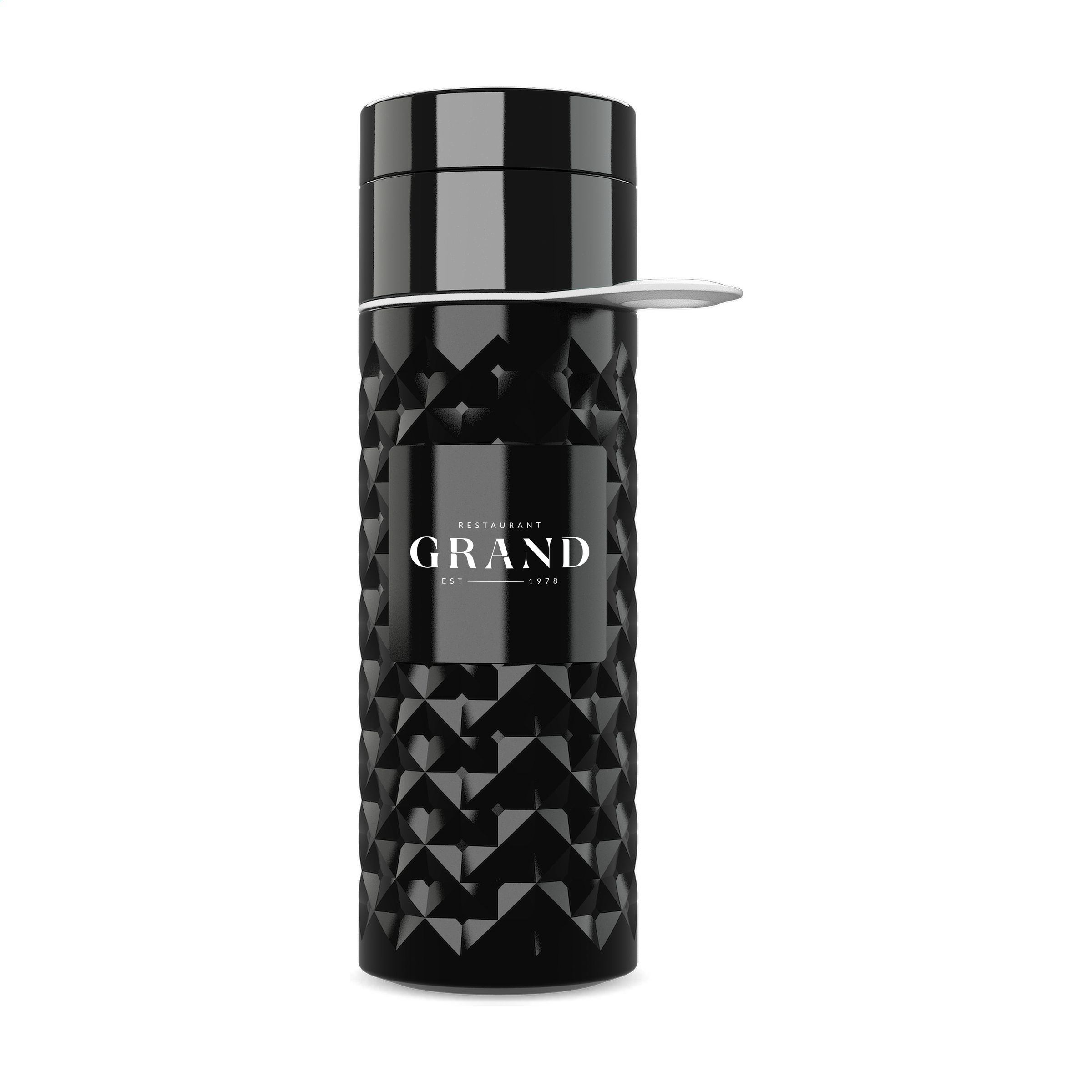 Herbruikbare Diamant Patroon Fles Zwart 500 ml - Puurs-Sint-Amands