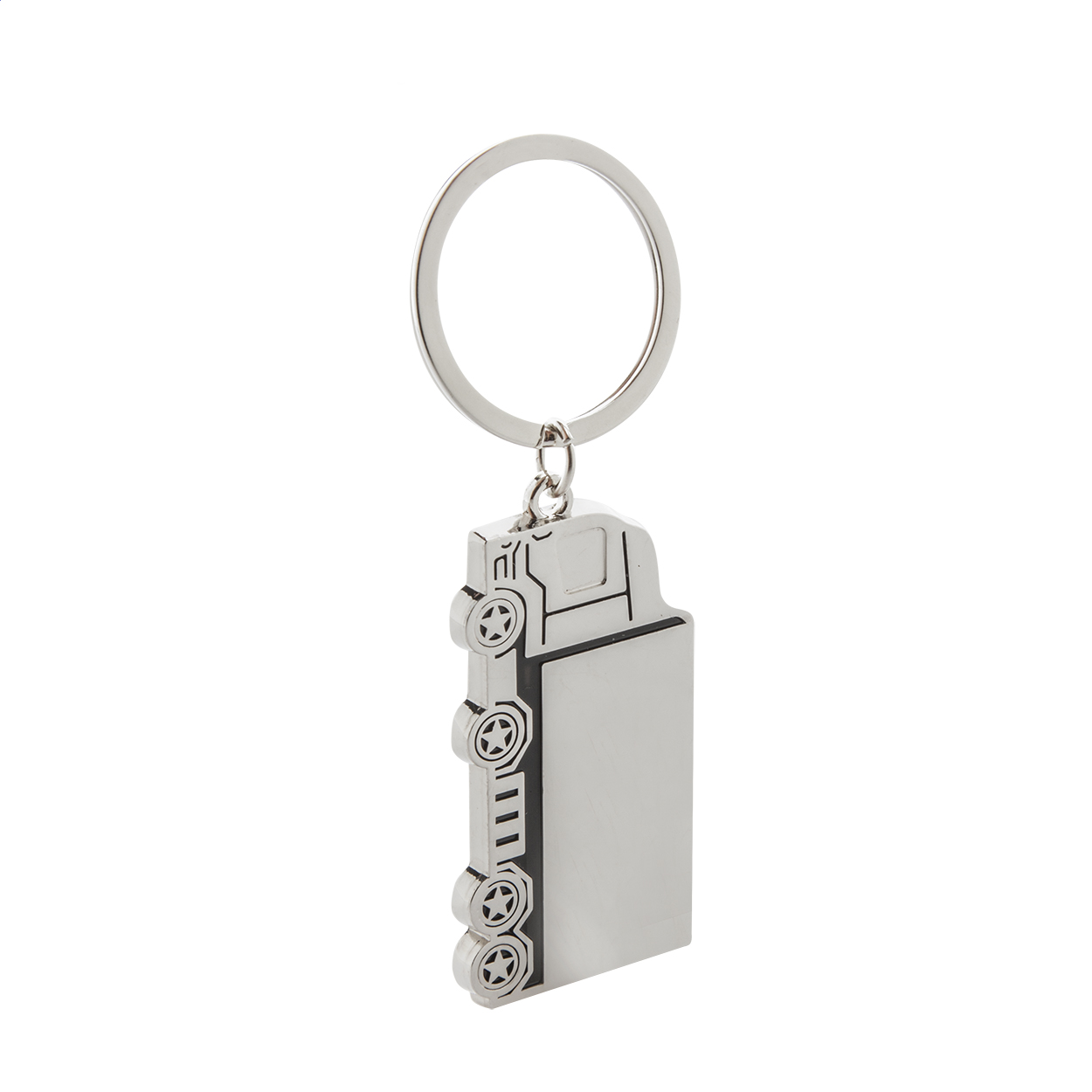 Basset metalen sleutelhanger in vrachtwagenvorm met logo, in geschenkdoos