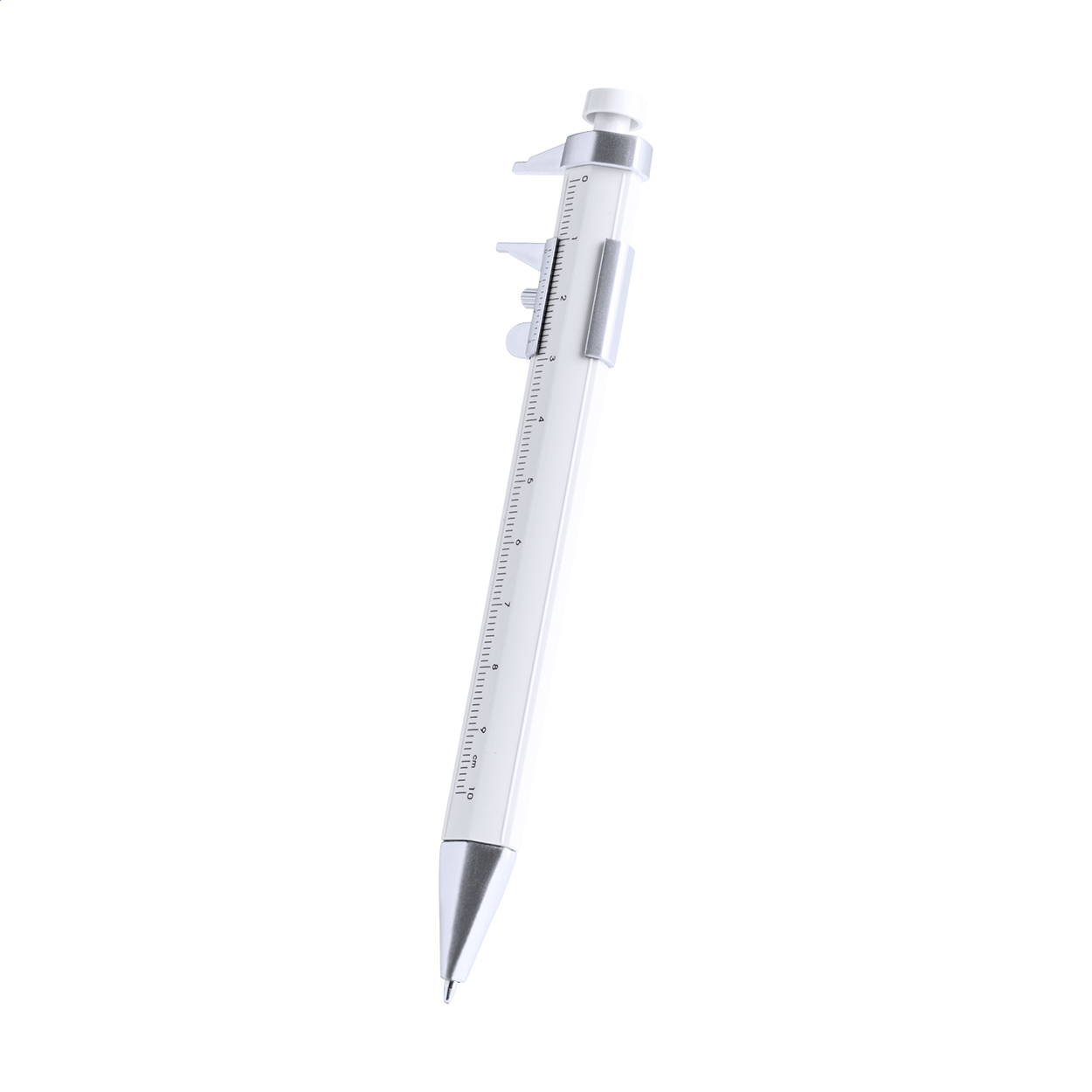 Calipen balpen met schuifmaat en liniaal van 10 cm, met logo bedrukken met logo